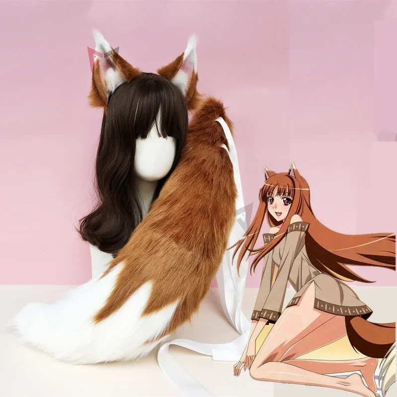 Nowe anime „spice and Wolf” cosplay Wolf Fox Ears Hair Hoop Tail Set Ręcznie robione akcesoria do kostiumów roboczych Wykonane na zamówienie