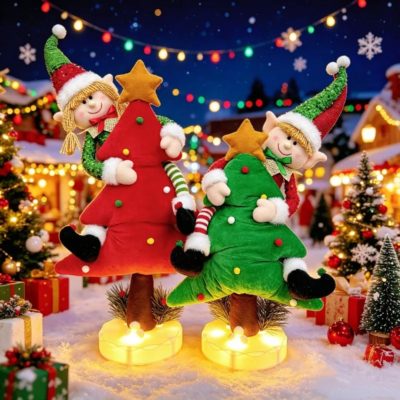 2026 New Christmas Elf Doll Ornament with Light Spring-Loaded Extendable and Wobbly Christmas Atmosphere Decoration
