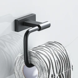 Soporte de papel higiénico de acero inoxidable negro, organizador de baño montado en la pared, colgador de rollo de almacenamiento de pañuelos, accesorios de baño para el hogar