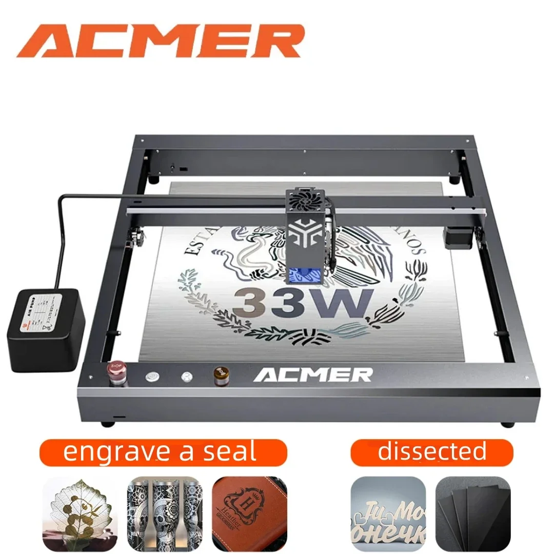 ACMER P2 33W Laser Engraver with Air Assist High Accuracy  180W CNC Blue High Speed Cutting Machine APP WIFI Control