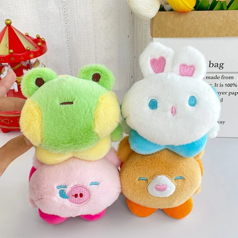 New lovely  originality  Wreath  Small Animal Keychain Plush Bunny Bear soft Bag Pendant fashione decorate  Birthday Gift Doll