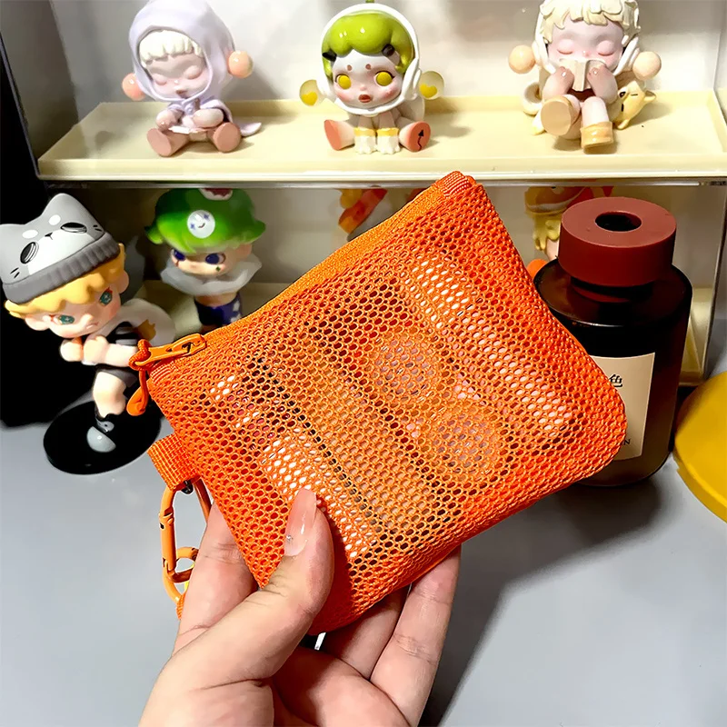 2pcs Travel Makeup Storage Bags New Mesh Coin Purse Simple Portable Mini Bag Multi-purpose Square Bag Double-layer Zipper Card H