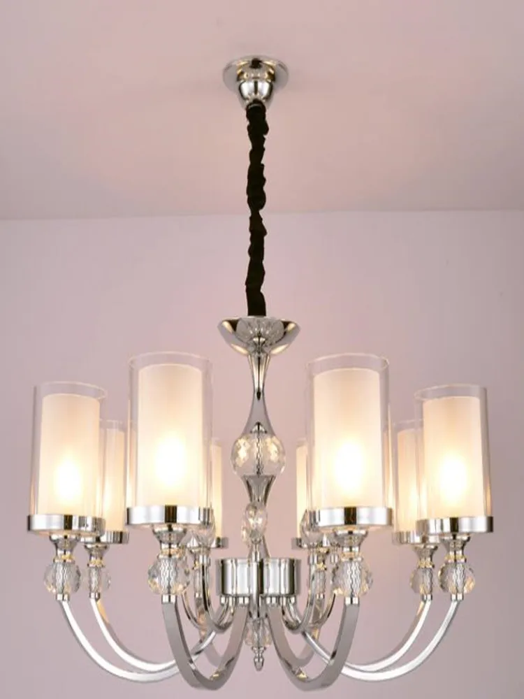 Modern Crystal Led Chandeliers Lighting Chrome Metal Dining Room  Pendant Chandelier Lights Living  Hanging Lamp Fixtures