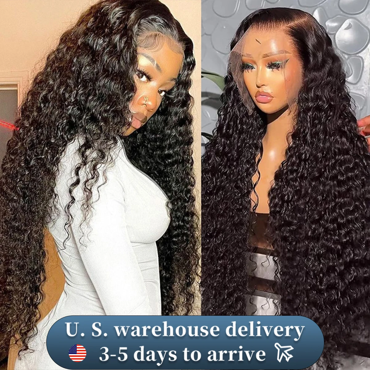 40 42 Inch 13x4 13x6 Full Frontal HD Transparent Lace Long Deep Wave Brazilian Remy Human Hair Pre plucked Wigs 210 Density