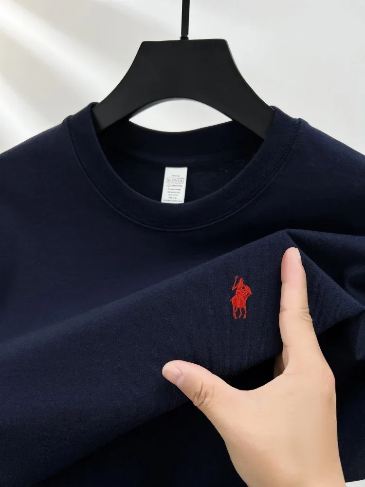 100% cotton breathable short sleeve men's round neck top summer new fashion designer brand Paul embroidery loose casual T-shirt image 4