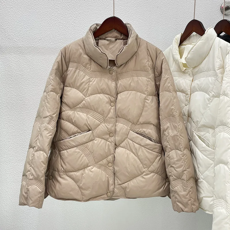 Oversized 3XL 4XL Women Autumn/Winter Jackets 2022 New Female Fashion Stand Collar Ultra Lightweight  White Duck Down Coat