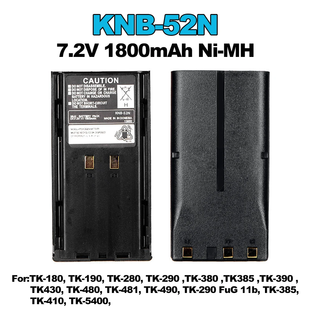 ケンウッドウォーキートーキー用ni-mhバッテリー、7.2v、1800mah、KNB-52N、tk180、tk280、tk380、tk480、tk490、KNB-16A、KNB-17A、KNB-17N、KNB-21N、新品