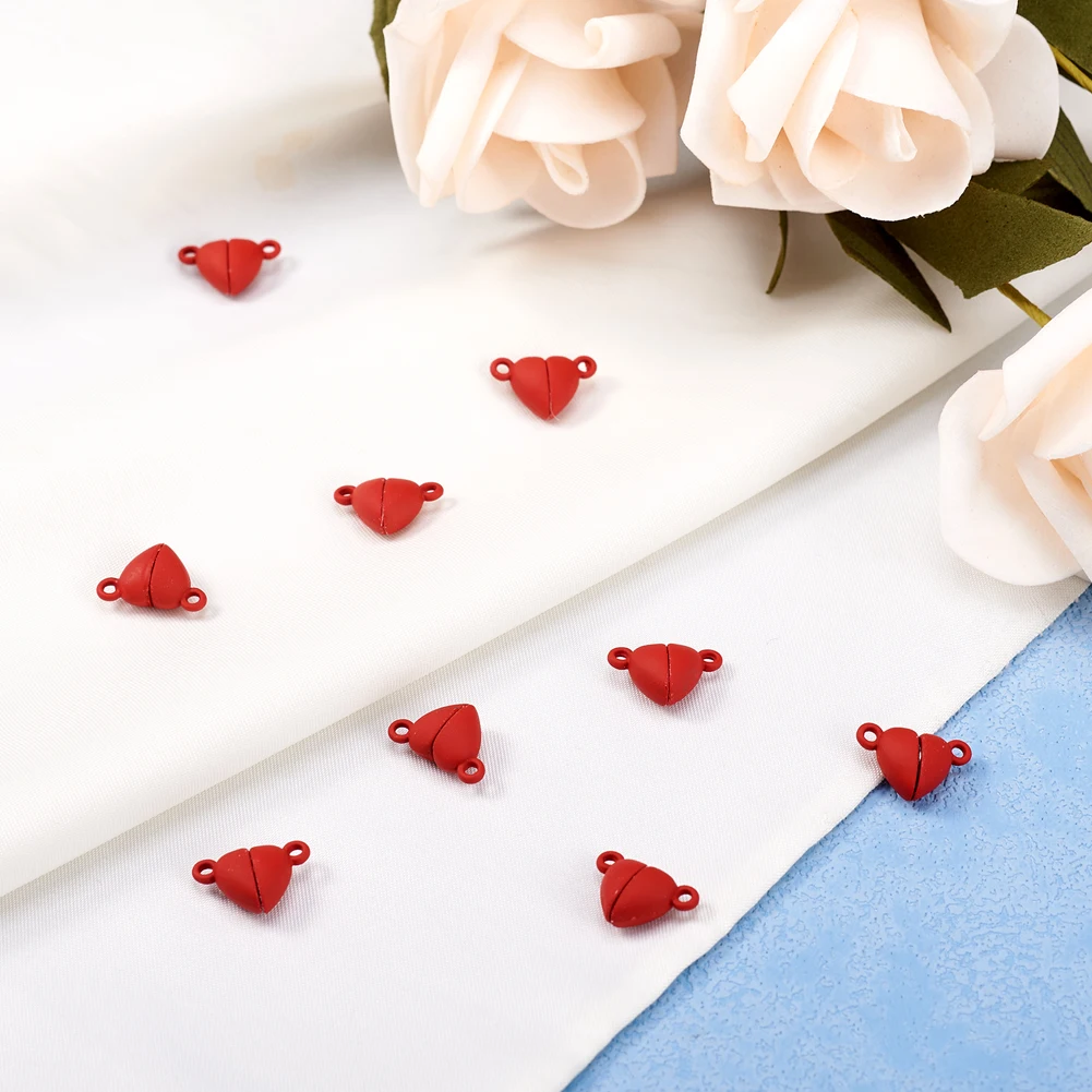 50 Sets Heart Alloy Magnectic Clasps End Connectors Magnet Charms for Leather Cord Couple Bracelet Necklace DIY Jewelry Making