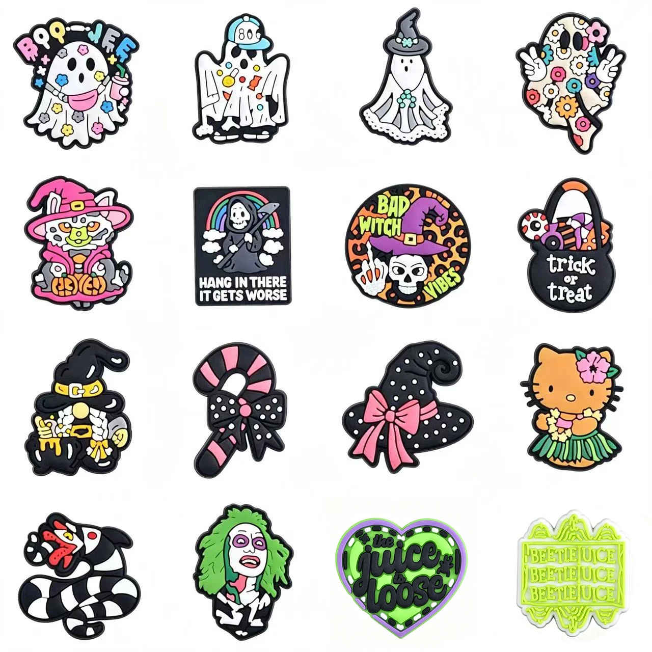 16-30pcs Happy Halloween 2026 PVC Shoe Charms Cartoon DIY Accessories Sandals Garden Shoes Buckle Decoration for Party Gifts