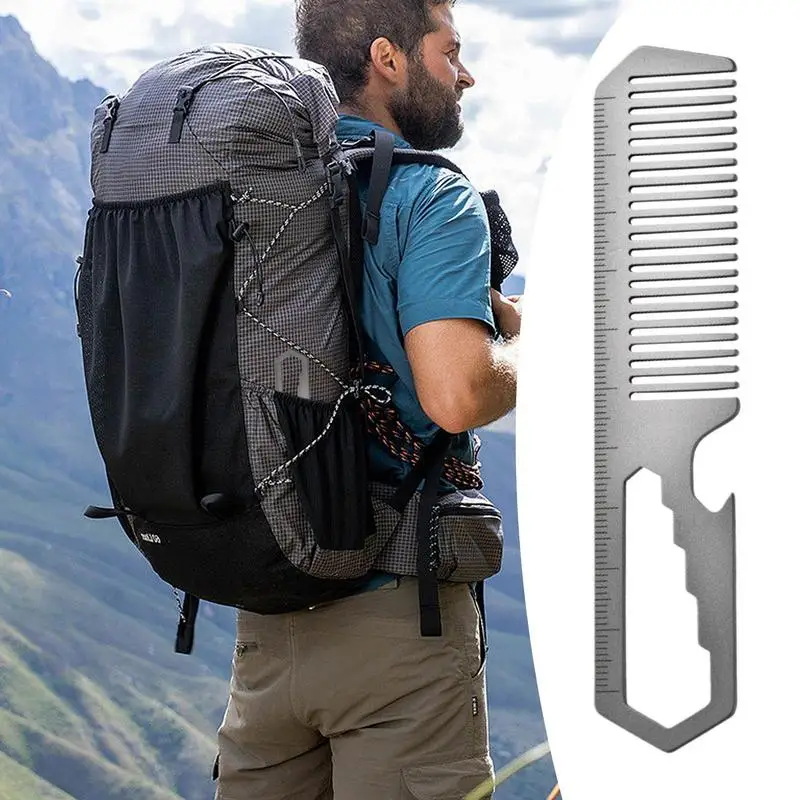 Metal Hair Comb For Men Titanium Alloy Comb Portable Hair Brush Light Anti-Static Grooming Comb Bottle Opener For Hair