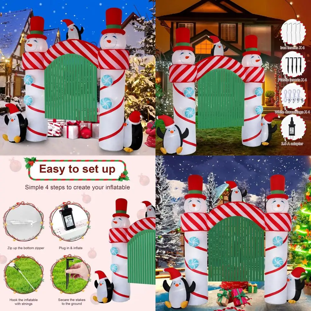 

Надувная светодиодная арка-снеговик высотой 3 метра для наружного рождественского декора патио и сада
