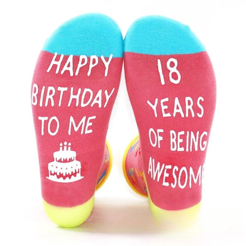 18th 20th21th Birthday Socks Happy Birthday To Me Funny Print Socks Novelty Gift Women Men Cotton Socks Birthday Party Present