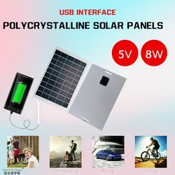 5V 8WSolar Panel USB Waterproof Outdoor Hike Camping Portable Cells Battery Solar Charger Plate for Mobile Phone Power Bank