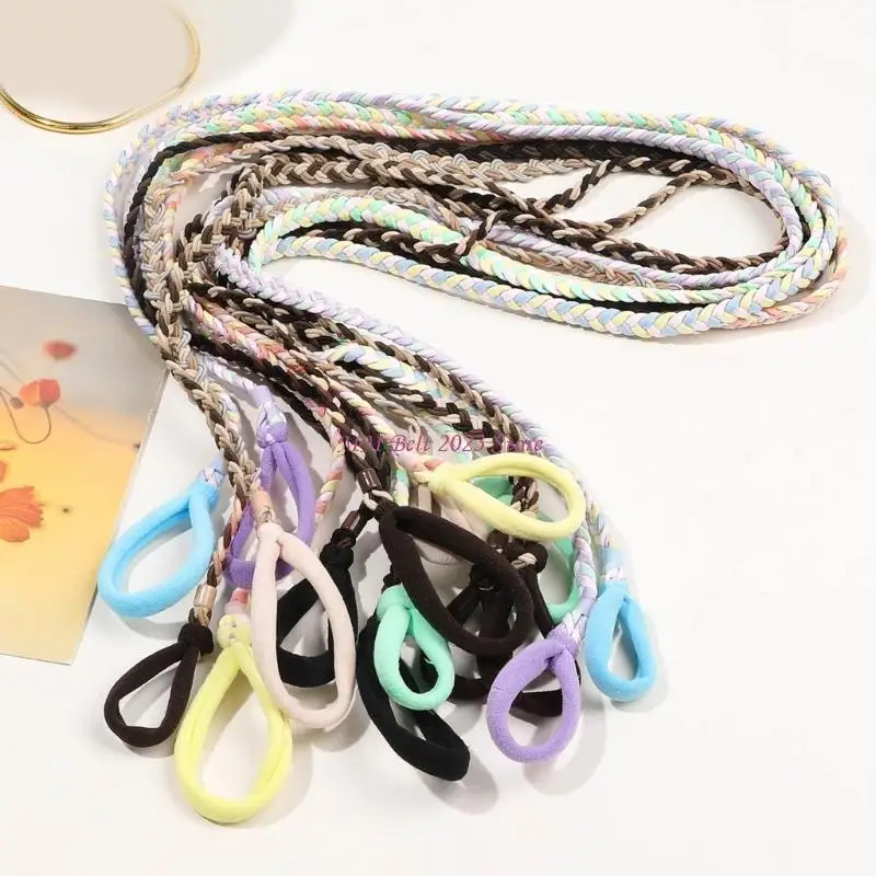 49ME Soft Hair Scrunchies Woven Colorful Hair Scrunchy Elastic Hairpieces Thick Updo Hair Rope Lady Hair Decoration