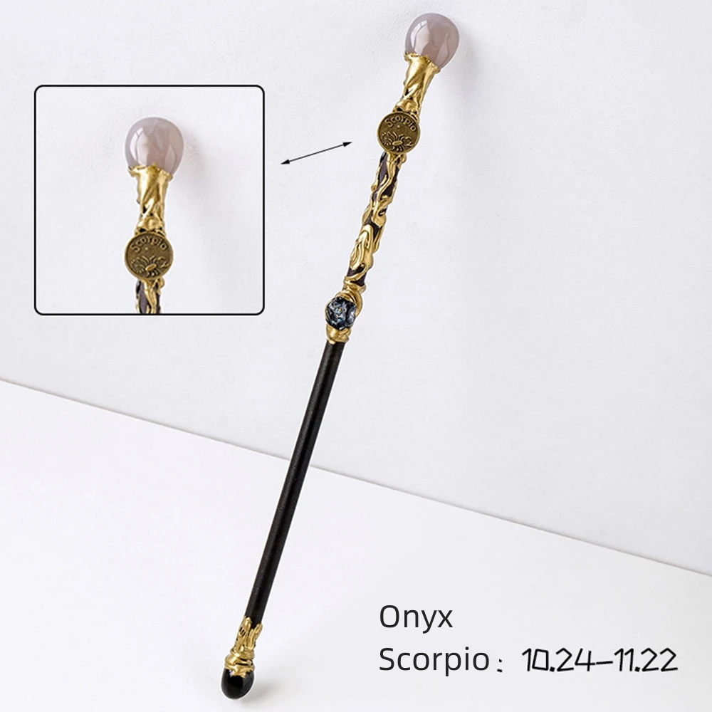 12 Constellations 32cm Natural Crystal Fairy Stick Quartz Gravel Double Head Magic Wand Scepter Lucky Props Handmade Jewelry