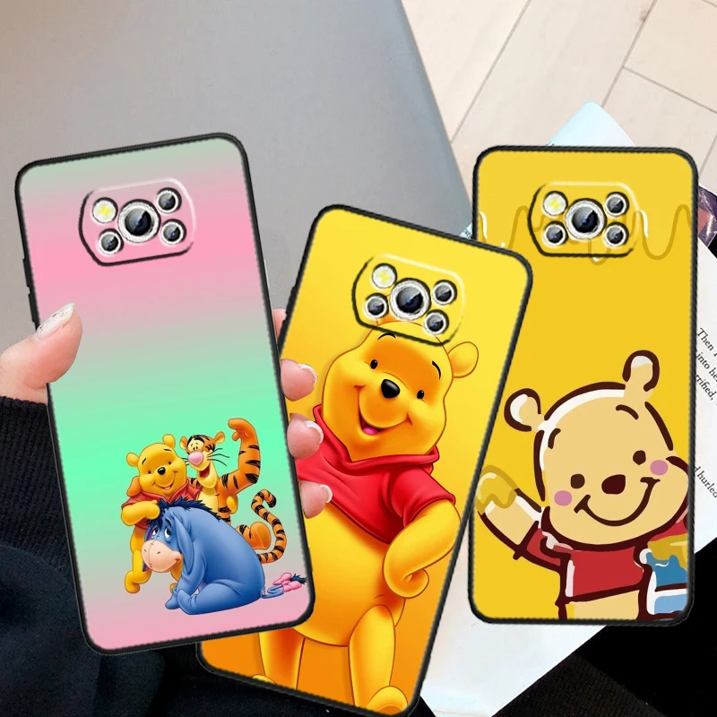 

Disney Cartoon Pooh Bear For Xiaomi Mi Poco F5 F4 F3 X6 X5 X4 X3 M6 M5 M5S M4 M3 C65 Pro GT NFC 5G Black Funda Phone Case