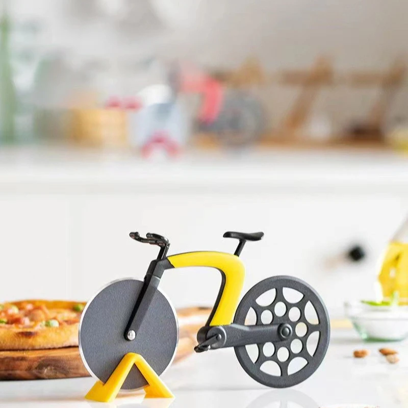 Creative Pizza Cutter Bicycle Shape Pizza Cutter Reusable Pizza Slicer Picnic Practical Stainless Steel Kitchen Accessories