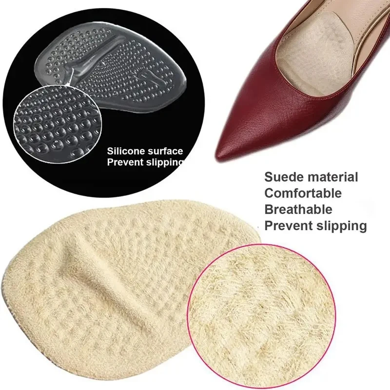 1 Pair Silicone Gel Shoe Insole Protector Non-slip Half Sole Pads Women High Heels Sandals Forefoot Cushion Pain Relief Insert