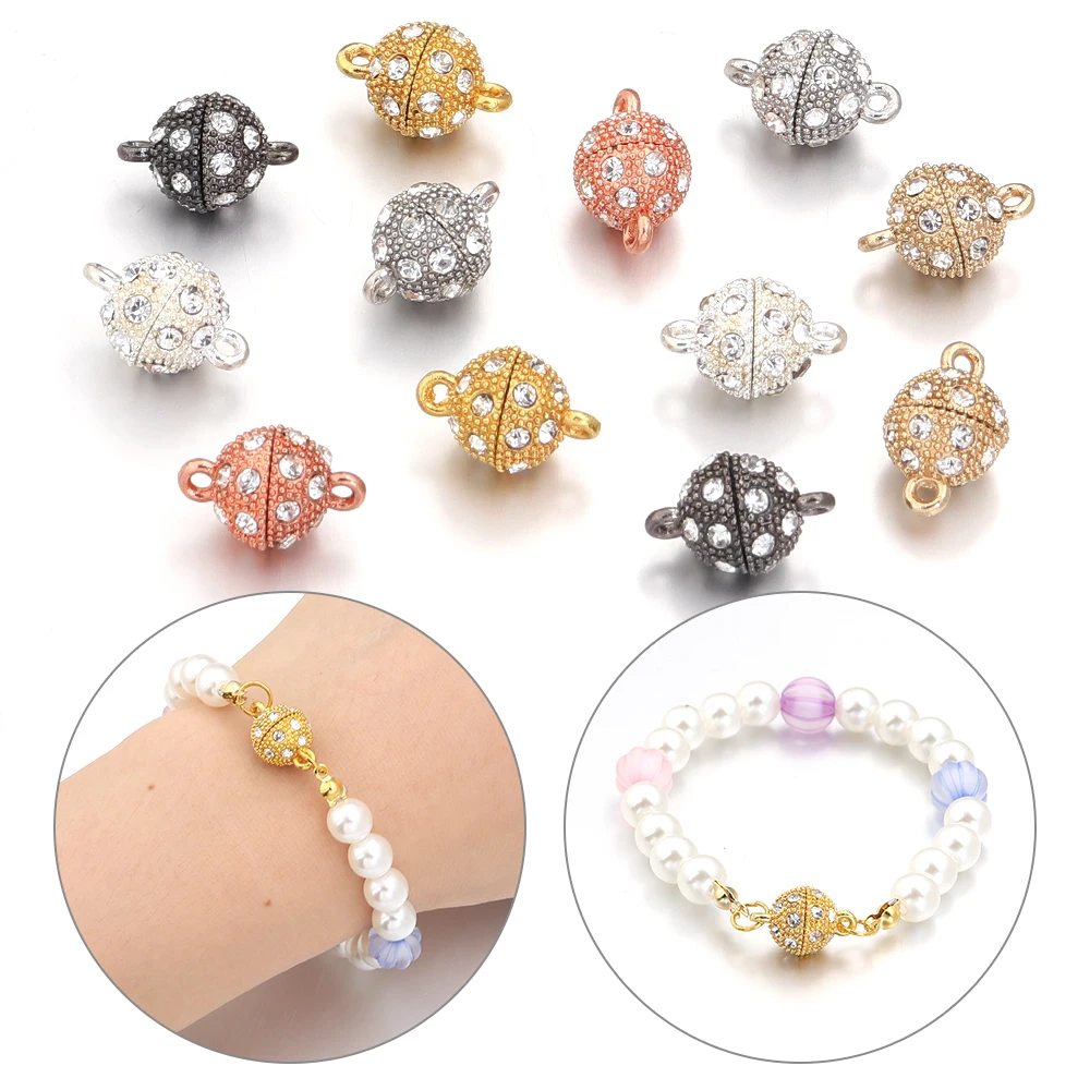 5 Stück 8 10 12 mm runde Kristall-Magnetverschlüsse DIY Halskette Armband Schnalle Hakenverschlüsse Endverschlüsse Verbinder für die Schmuckherstellung – Detail 2