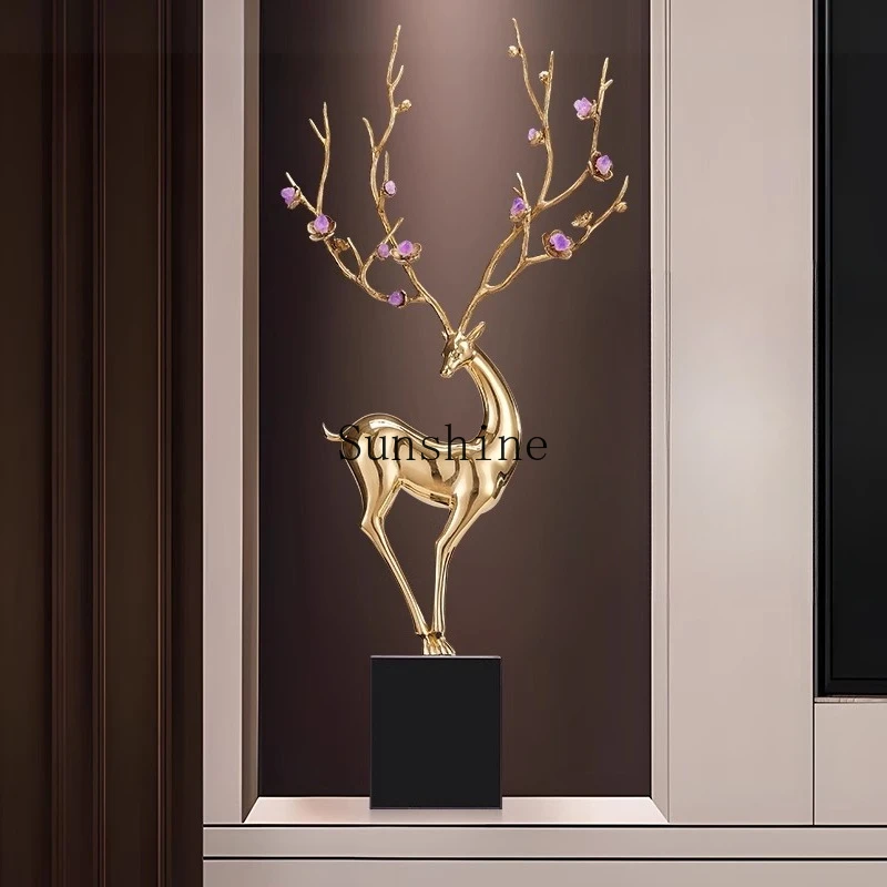 

Light luxury amethyst large deer ornament villa living room floor entrance company high-end decoration
