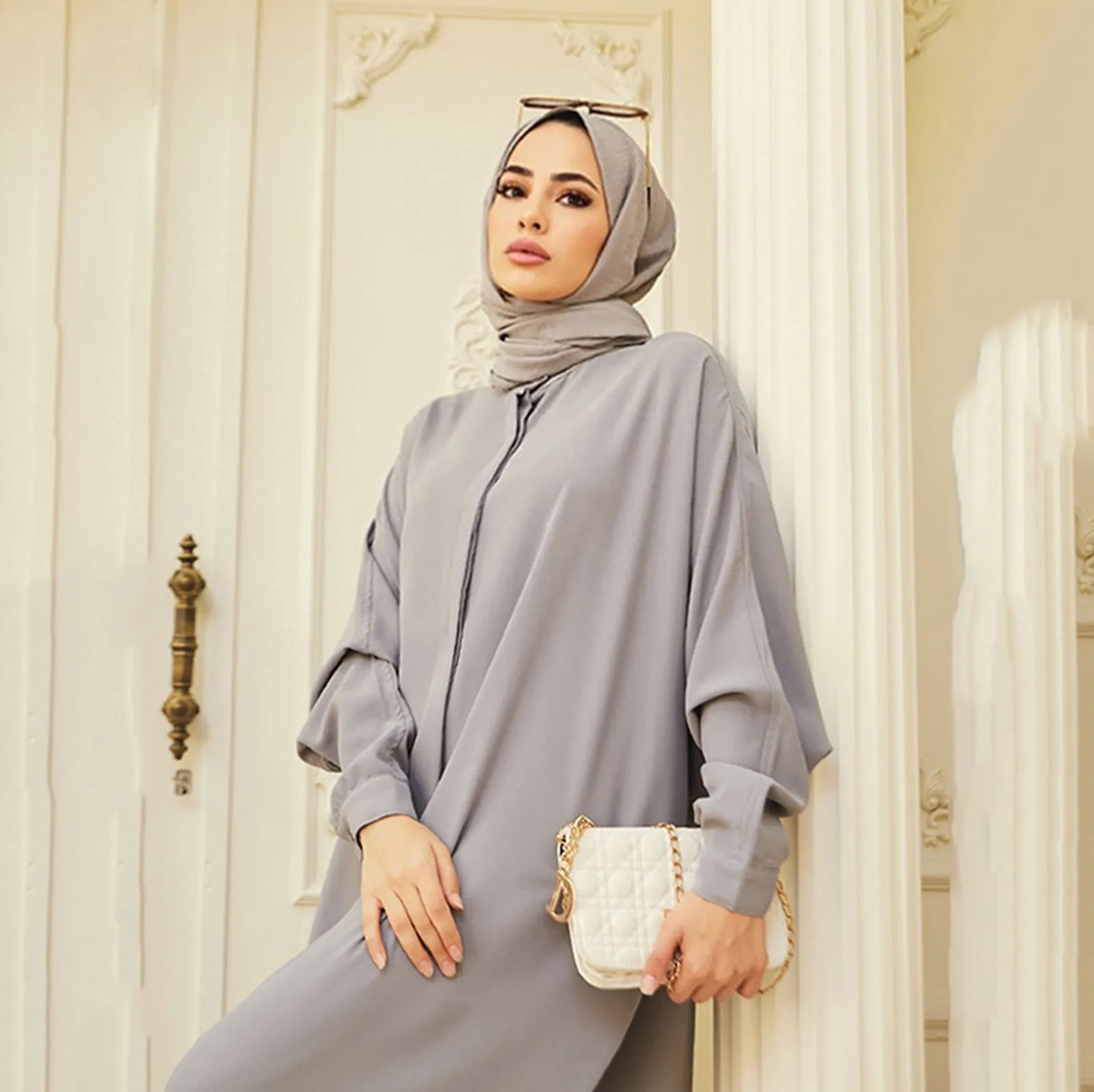 

Fashion Line Oversized Abayas Djellaba Muslim Dress Dubai Full Length Dubai Turkey Islam Robe Vestido Kaftan Eid Ramadan Clothes