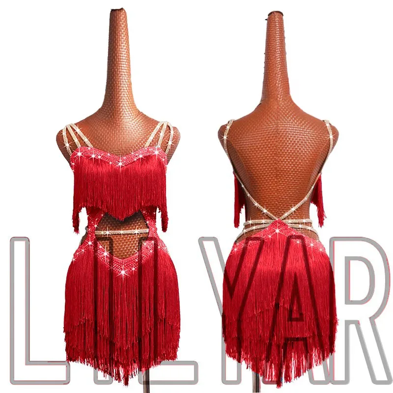 New Store Promotion, Sparkling Diamond Tassel Latin Dance Dress Competition, Custom Clothing for Children image 3