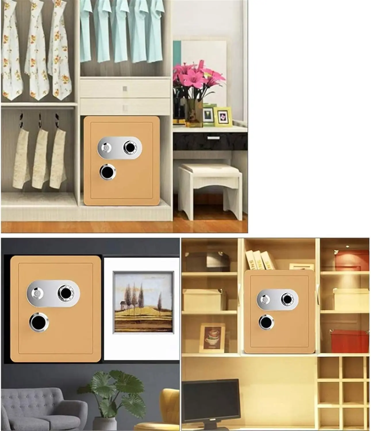 آمنة ومقاومة للماء مع مجموعة الاتصال الهاتفي (بني، فولاذ، قفل برمز ميكانيكي)