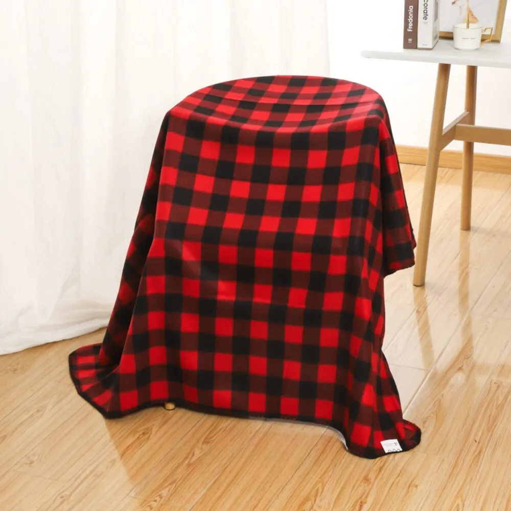 طبقة مزدوجة أحمر أسود منقوشة الفانيلا بطانية للسيارة مكتب قيلولة دافئة لينة رمي للبالغين للجنسين الفراش الأريكة السفر