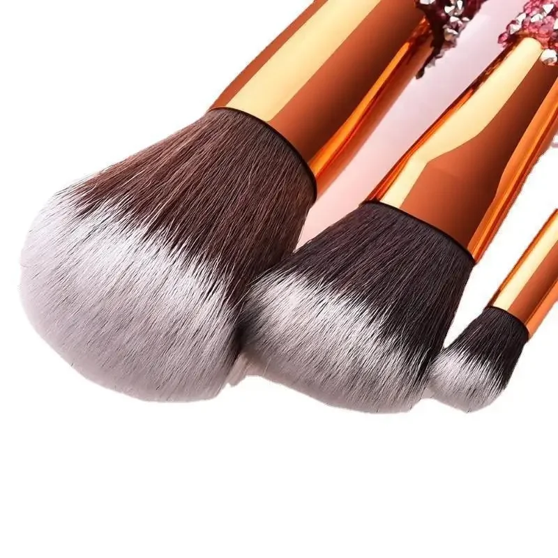 Ensemble de pinceaux de maquillage avec sac de rangement, 10 pinceaux de fond de teint synthétiques de qualité supérieure pour la cuisson, le correcteur, les ombres à paupières, le fard à joues