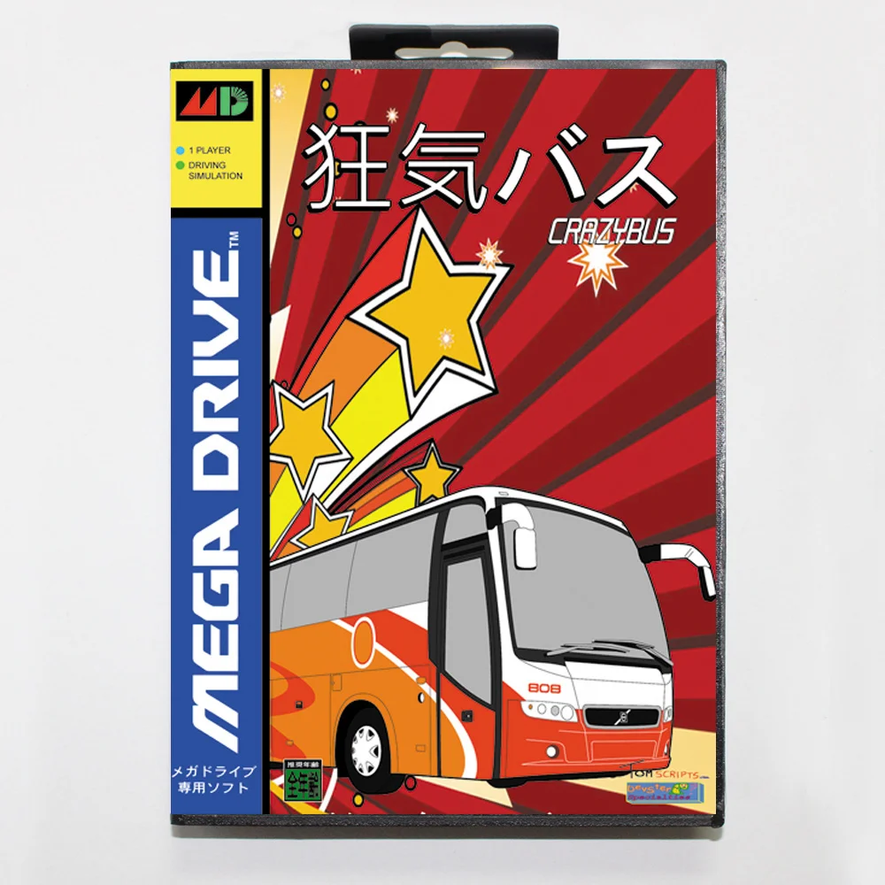 Hot Sale Crazy Bus Game Card With Retail Box 16bit MD Cart For Sega Mega Drive/Genesis System