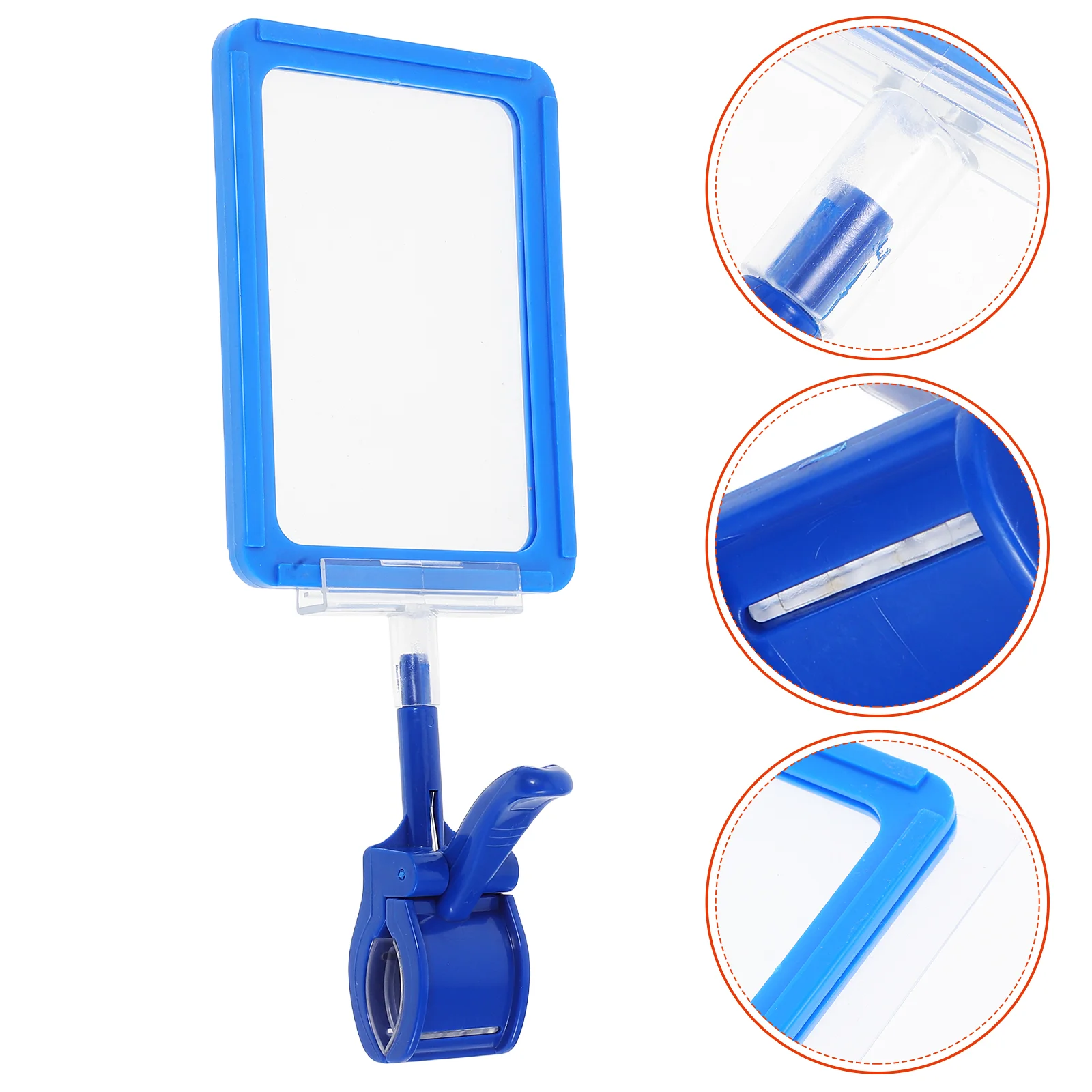 Double Sided Price Tag Hangrail Sign Holder Multi-directional Clips Signage Clamp-on Pvc with Head Display