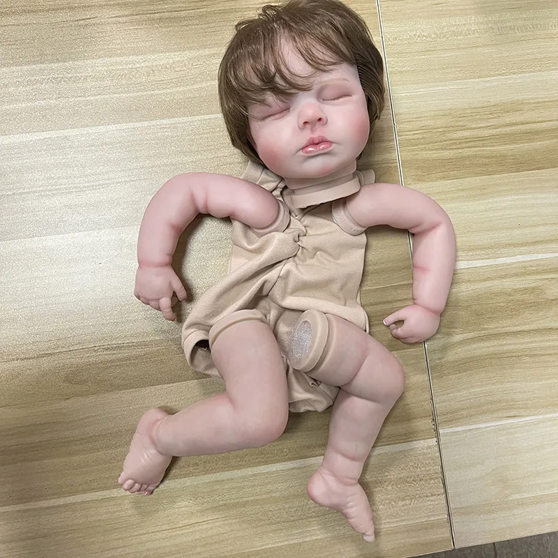 19 Zoll unvollendete bemalte wieder geborene Puppe Kit Loulou lebensechte 3D-Haut Venedig mit verwurzelten Haaren hochwertige Muñeca Kit wieder geboren