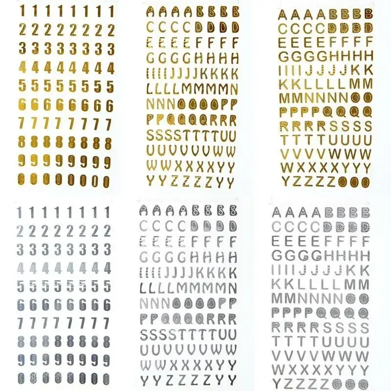 Children Funny Number Stickers Gold Color Numerals English Alphabet Sticker Student Stationery Stickers