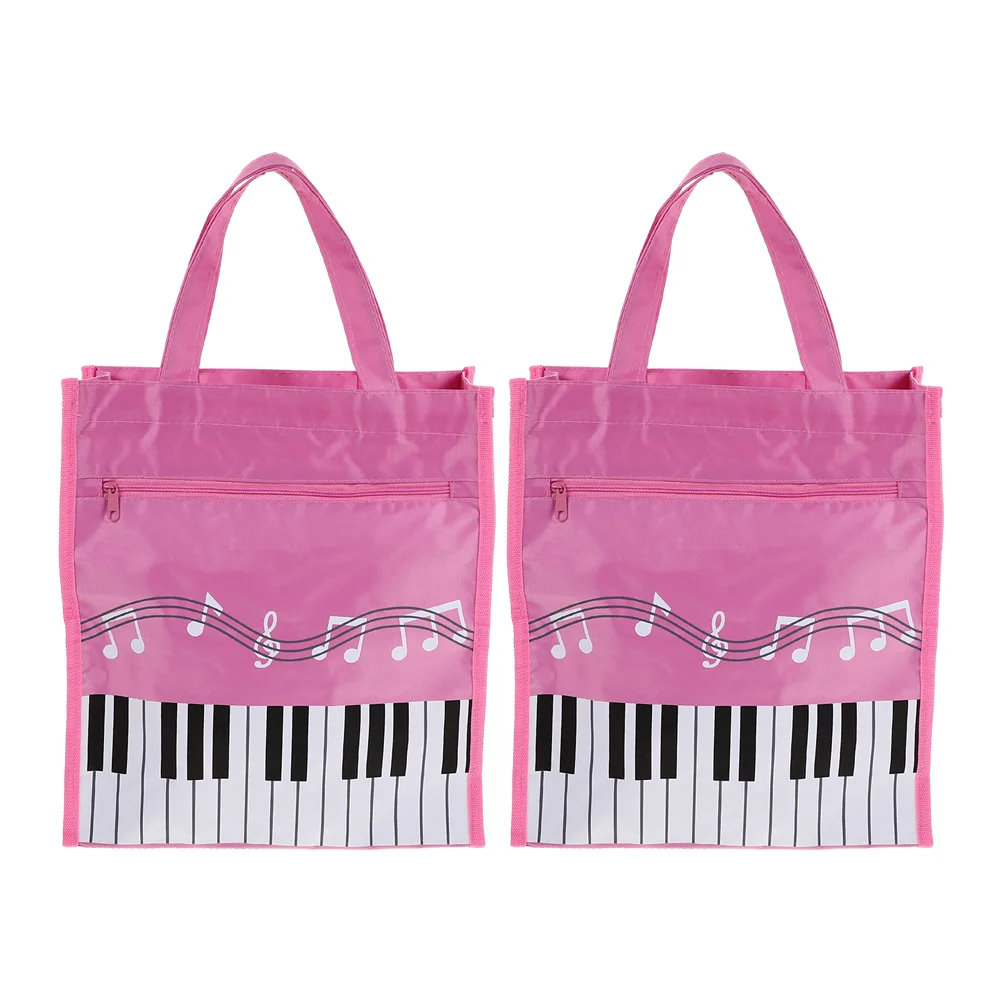 2 Pcs Musical Note Tote Bag Bags Symbol Storage with Handle Book for Non-woven Fabric Books Girl Handbag Student