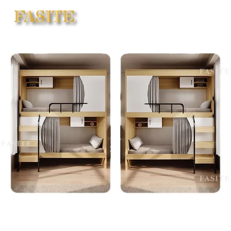For Space Capsule Closed Design Upper and Lower Beds Dormitory Space Saving Independent Private Sleeping Cabin Student Bunk