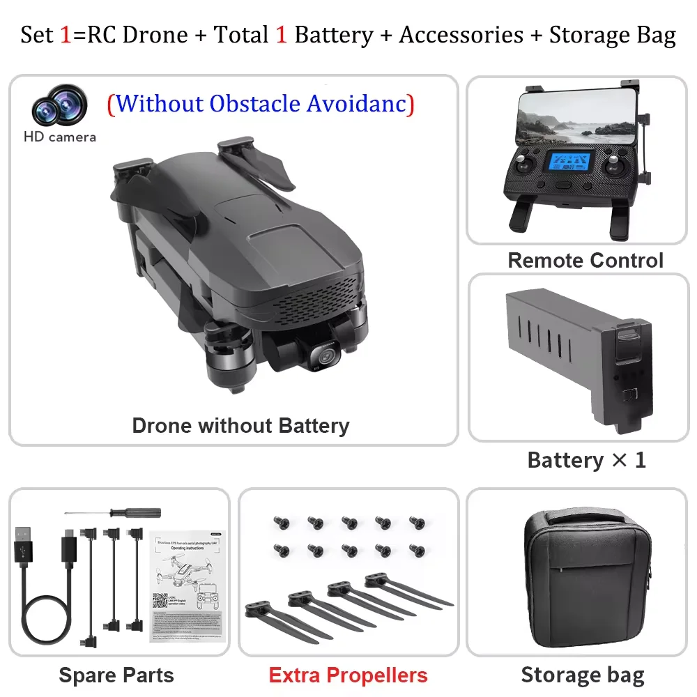 Droe Accessories 5G GPS 4K WIFI FPV HD Dul Cmera Lser Obstacle Avoidance Brushless Motor Mini RC Quadcopter 3000M 25min