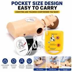Mini AED Trainer D0009 English Voice Prompt LED Guide AHA 2020 Guidelines Pocket Sized First Aid Training with Adult Child Pads