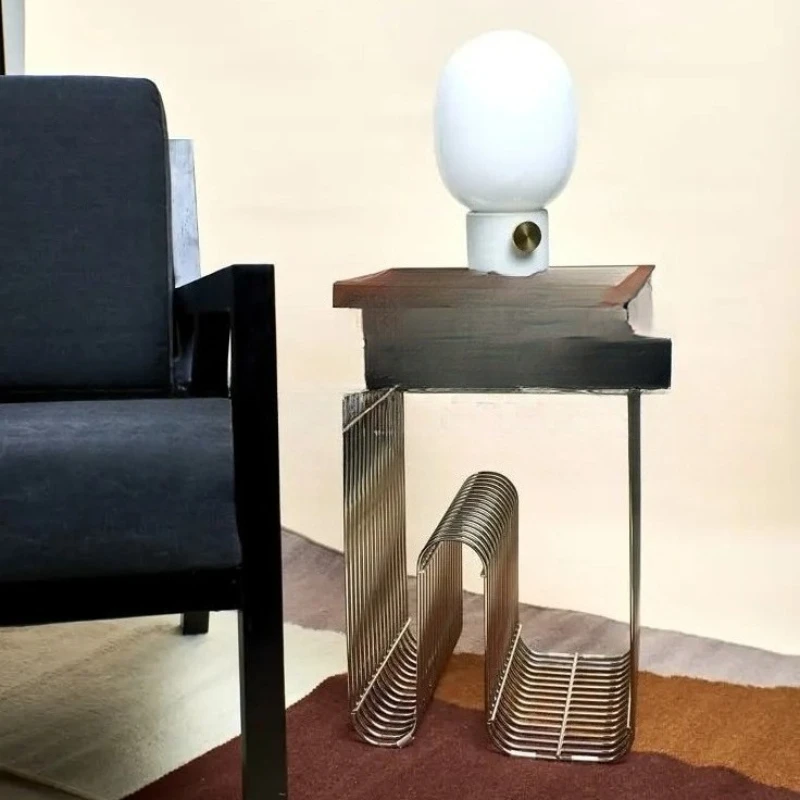 

Metal edge few living room sofa coffee table small apartment household simple modern corner few shelves