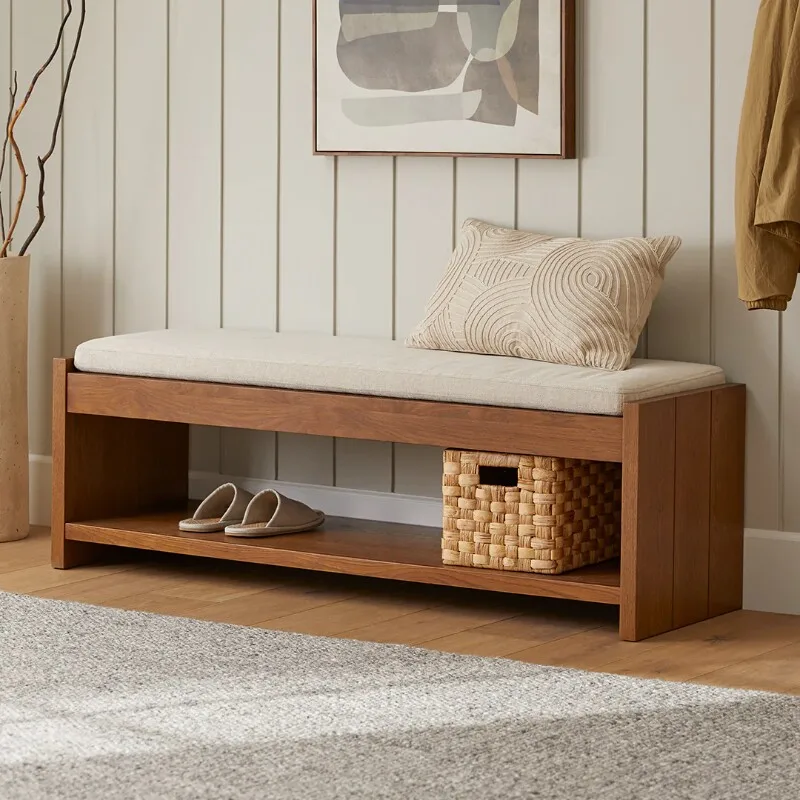 H1 medieval solid wood wabi sabi household home shoe  surprise quiet living room simple tea stool shoe change bed tail