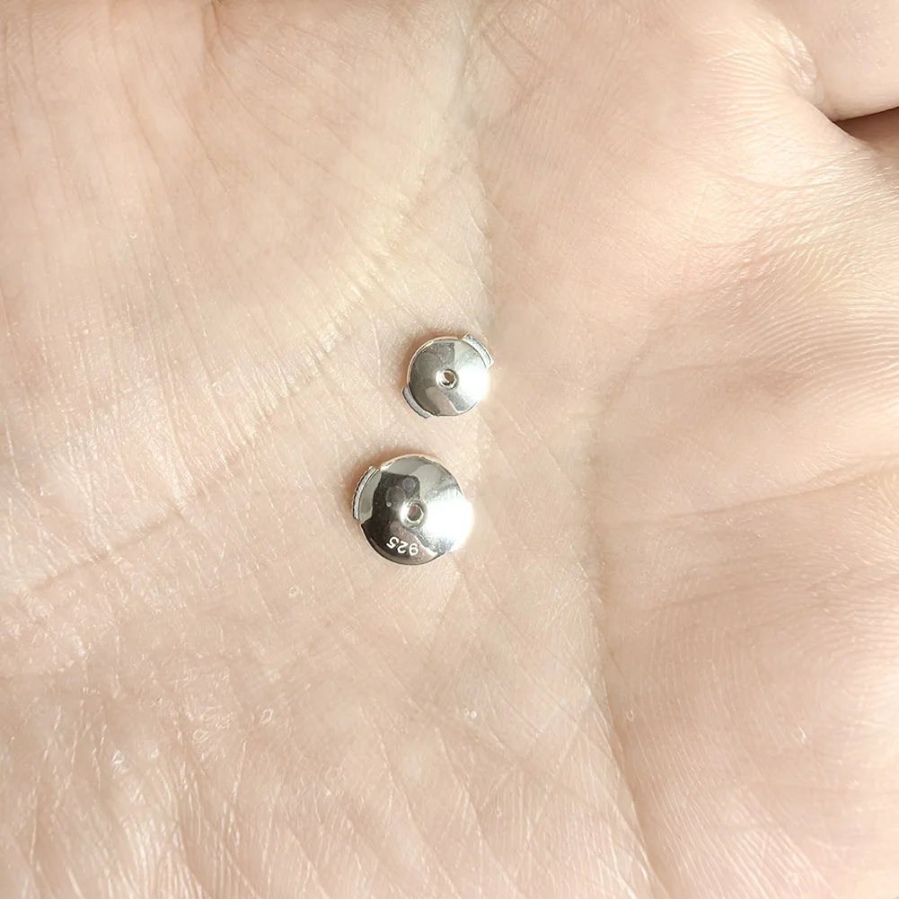 Solid .925 Sterling Silver Locking Earring Backs, Safety Secure Hypoallergenic Silver Earring Backs for Studs