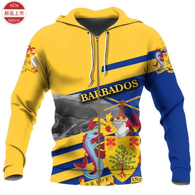 

Harajuku 3D Barbados National Flag Map Printed Zip Up Hoodies Kid Fashion Streetwear Zipper Sweatshirts Casual Mens Clothing Top