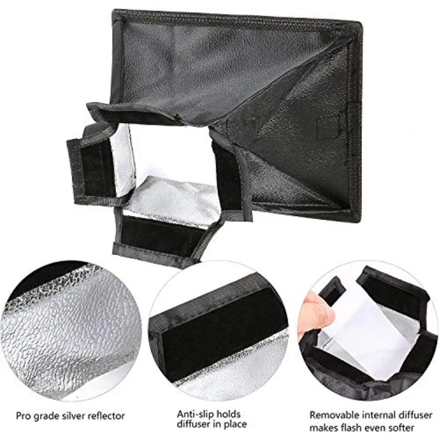 waka Flash Diffuser Light Softbox, [2 Pack] Speedlight Softbox Collapsible with Storage Pouch - 8