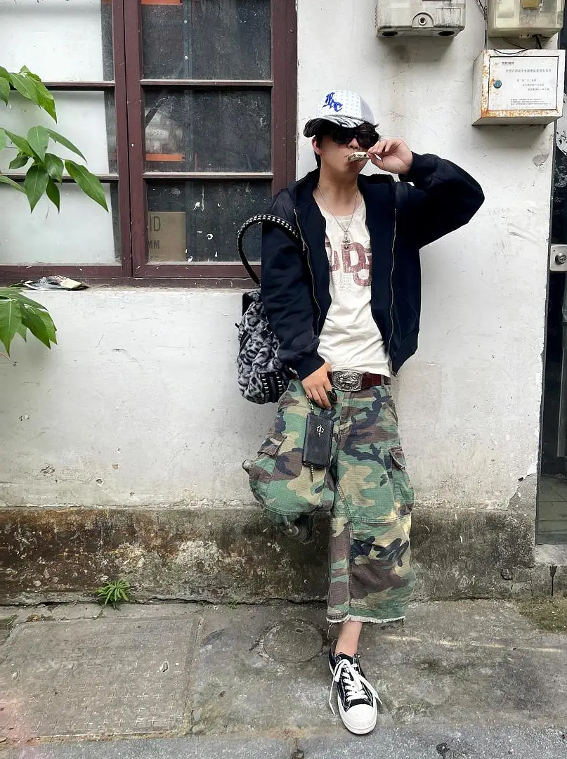 2026SS PTL Index Women Men Camouflage washed vintage spliced capri shorts cargo pockets shorts Pants