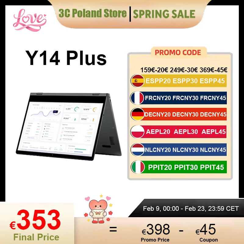 Laptop BMAX Y14 Plus 14 cali Notebook Windows 11 16GB RAM 512GB SSD 1920*1080 IPS Intel N150 komputery przenośne