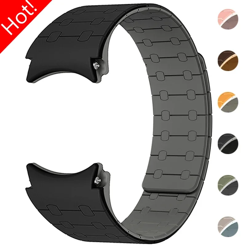 Correa magnética de silicona para Samsung Galaxy Watch 7, 6, 5, 4, 40, 44mm, 6Classic, 43mm, 47mm, sin huecos, pulsera deportiva para Galaxy 5Pro,