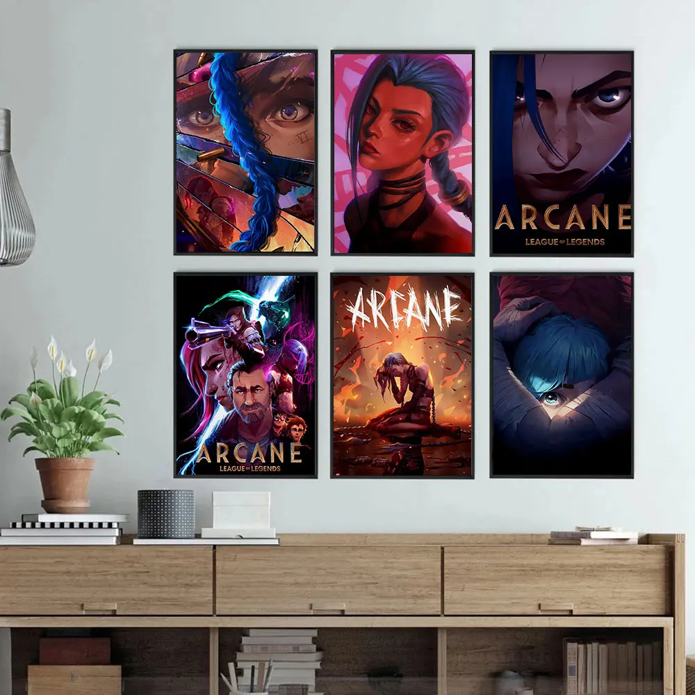 League of Legends Animation Anime Arcane LOL Tv Series Poster Jinx Art Gaming Room Wall Decor Unique Gamer Gift Canvas Painting