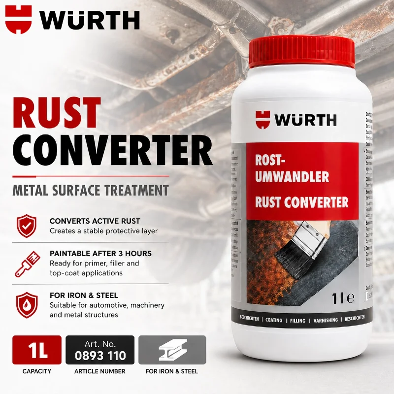 Original WURTH 0893110 Rust Converter Professional Metal Surface Treatment for Automotive Chassis Steel Repair 1L