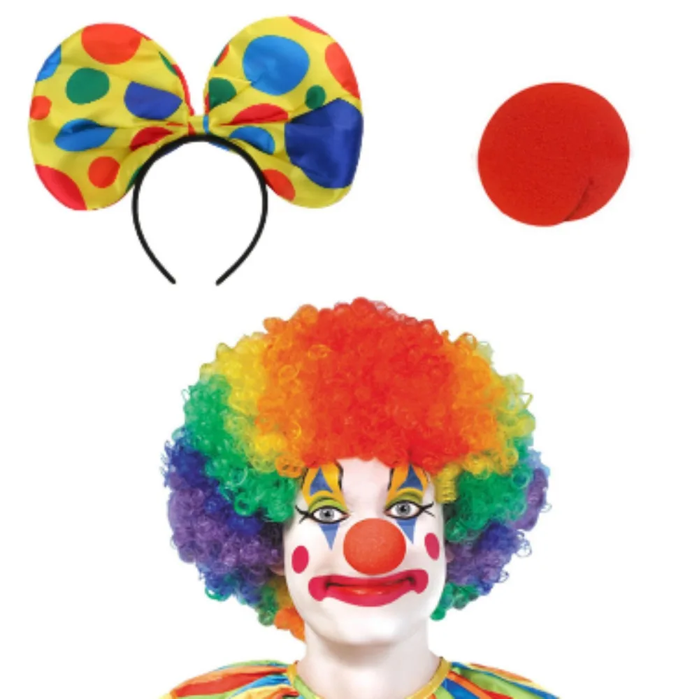 

Halloween Dress Up Clown 3-Piece Bow Head Button Clown Hair Clown Nose Party Dress Up