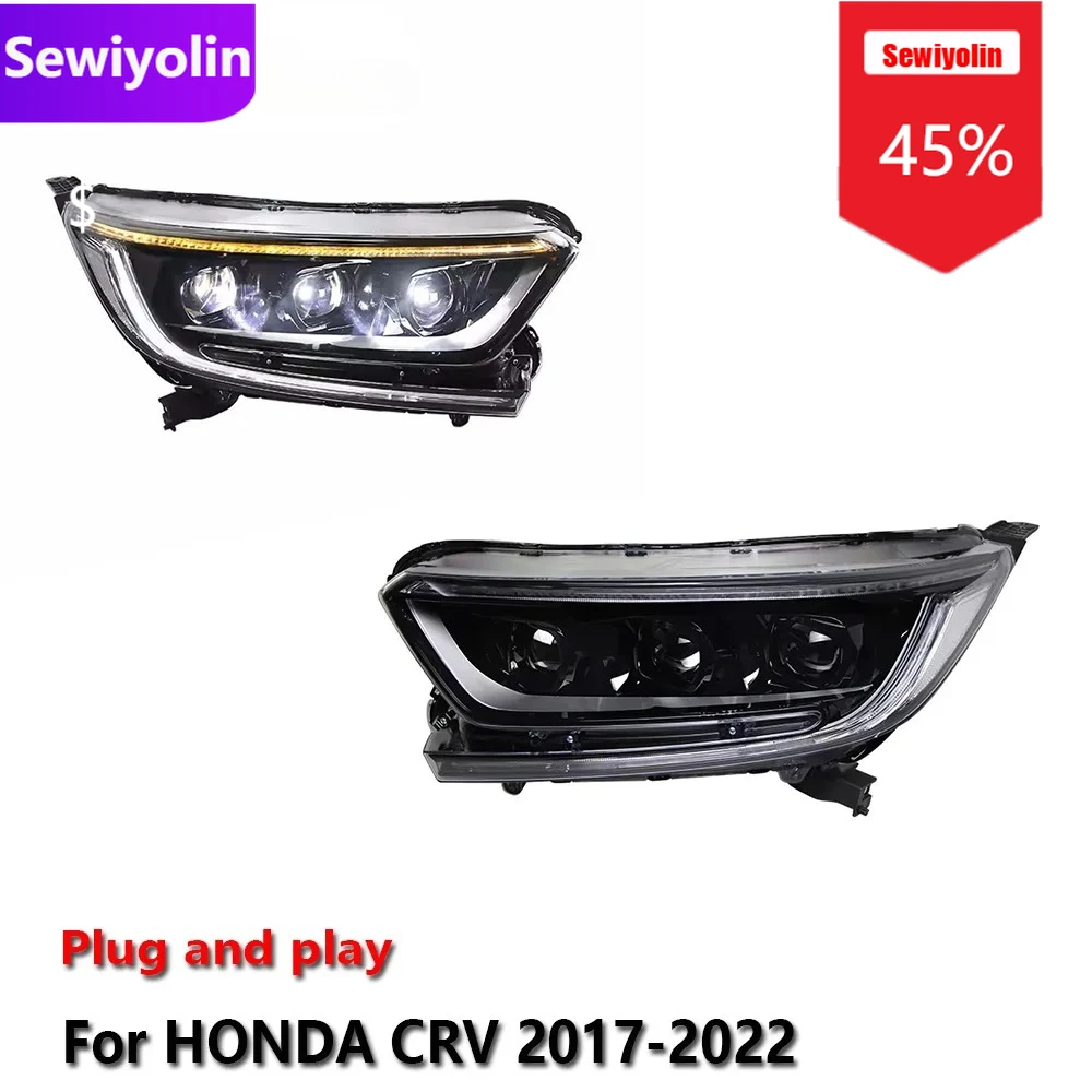 

Автомобильные светодиодные фары DRL в сборе для HONDA CRV 2017-2022, противотуманные фары DRL, стоп-сигнал поворота, лампа Plug and Play