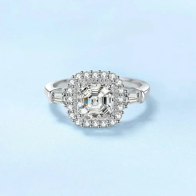 

Роскошные кольца с муассанитом огранки Ашер, 2 карата, цвета D, из платины PT950, красивый свадебный подарок для женщин, изысканные ювелирные изделия